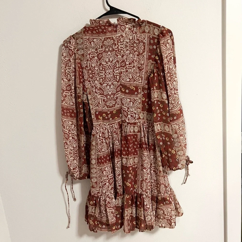 NWT Hello Molly ruffle neck pattern fit and flare mini dress size 4 - Picture 11 of 13